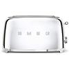 Smeg, Tostapane 2x4 TSF02SSEU, 2 Scomparti da 36mm, 6 Livelli di Doratura, Funzione Riscaldamento, Scongelamento e Bagel, Espulsione Automatica del Pane, Cassetto Raccoglibriciole, 1500W, Acciaio