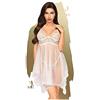 Penthouse, babydoll, negligé, diverse taglie, lingerie, 'Naughty doll', 2 pezzi, bianco, Taglia: S/M