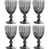 GMMH Set di 6 bicchieri da vino vintage con motivo fiocco, bicchieri da vino, bicchieri da acqua, bicchieri da long drink, bicchieri da gelato (grigio, nero)