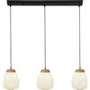Searchlight Ella 3Lt Pendant - Metallo nero e vetro opalino a coste