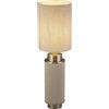 Searchlight Lampada da tavolo Flask - nichel satinato, tela di iuta grigia e paralume bianco