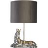 Searchlight x Lampada da tavolo Zebra - Resina argentata e paralume in tessuto grigio