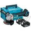 Makita DGA511RTJ Smerigliatrice d. 125mm18V.con 2 batt.da 5,0Ah con velicità variabile.