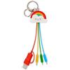 Legami - Cavo di Ricarica Multiplo Link Up, Tema Rainbow, con Portachiave, 4 Cavi di Ricarica, USB, di Tipo-C, Micro-USB, Lightning, con Adattatore USB di Tipo C, Cavo rivestito in TPE