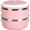 Pilipane portapranzo,Thermos per cibi Caldi, Scatola Termica impilabile per Alimenti Caldi, Contenitore Isolante per Alimenti Caldi, in Acciaio Inox 304. contenitori per Alimenti sigillati(Doppio Strato Rosa)