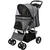 Trixie Passeggino per cani e gatti 4 ruote grigio 47x100x80 per cani fino15 kg