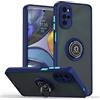 ILING Cover per Motorola Moto G22/Moto E32/Moto E32S, [Protezione Anticaduta di Grado Militare] Traslucida Matte Sensazione di Tocco Ultra Sottile Antiurto Custodia con Anello Supporto (Blu Reale)