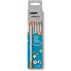 Lamy Colorplus Neon 506 Set di 6 matite colorate in legno di tiglio massiccio con forma triangolare ergonomica, mina spessa Ø 3,3 mm, matita colorata Ø 7,2 mm