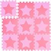 Relaxdays Tappeto Puzzle con Stelle, 9 Tasselli, 18 Parti, Gommapiuma EVA Atossico Area da Gioco 91 x 91 cm, Rosa, Colore, 10031428_1359