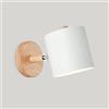 LIGKIN Applique da Parete Interni E27 Lampada da Parete Legno Regolabile Lampada da parete con Paralume in Metallo Faretto Luce per Comodino Ufficio Soggiorno Lettura, Bianco
