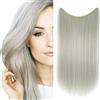iLUU Secret Fish Line - Extension per capelli sintetici, 22/55 cm, 80 g, colore argento