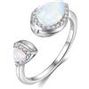 HeyMeili 925 Argento Anelli Donna Ragazza Aperti Regolabile Anello Opale Bianco Pietra Preziosa Anelli di Promessa Fidanzamento Fede Nuziale Regalo