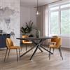 DEGHI Tavolo da pranzo 150x70 cm top effetto rovere grigio 38 mm e gambe incrociate in metallo nero - Arkeo