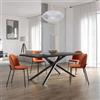 DEGHI Tavolo da pranzo 200x100 cm top effetto rovere grigio 38 mm e gambe incrociate in metallo nero - Arkeo