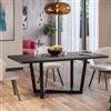 DEGHI Tavolo da pranzo 180x90 cm top effetto rovere grigio 38 mm e gambe in metallo nero - Sedric