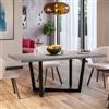 DEGHI Tavolo da pranzo 200x100 cm top grigio effetto pietra 38 mm e gambe in metallo nero - Sedric