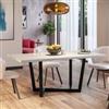 DEGHI Tavolo da pranzo 200x100 cm top effetto rovere bianco 38 mm e gambe in metallo nero - Sedric