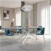DEGHI Tavolo da pranzo 200x100 cm top grigio effetto pietra 38 mm e gambe incrociate in metallo bianco - Arkeo