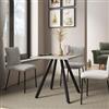 DEGHI Tavolo da pranzo 90x70 cm con top effetto travertino e gambe in metallo nero - Gilmore