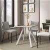 DEGHI Tavolo da pranzo 90x70 cm con top effetto travertino e gambe in metallo bianco - Gilmore