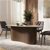 DEGHI Tavolo da pranzo 200x100 cm con top effetto travertino e base cannettata rovere e nero - Dallas