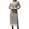 Generico Vestito Elegante da Donna in Maglia, Abito Lungo a Righe, vestibilità Slim, Perfetto per Le Occasioni Autunno/Inverno Maglioni Lunghi di Lana (Beige-A, M)