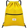 LIVACASA Sacca Sportiva Palestra Coulisse Tasche Interna e al di Fuori Zaino Sportivo da Viaggio Idrorepellenza 5.5L Zainetto Leggero per Uomo Donna Borsa Coulisse Giallo Puro