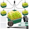 ZQEJEFD Mini Serra Germinazione, Set di 5 Vassoi per Germinazione Mini Serre con Luce per Piante,Vassoi per Coltivazione con Coperchio,10 Etichette,2 Strumenti,Guanti, Piantine Vassoio di Germinazione