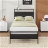 HOJINLINERO Telaio letto singolo 90 x 200 cm, in metallo, con rete a doghe, testiera in legno, robusto letto per camera da letto, design moderno, colore: nero
