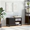 prissent Mobile Porta Dischi Nero 85x38x48 cm in Legno Multistrato Porta Dischi Vinile Mobile Basso Scaffale Porta CD Mobile Salotto Mobiletto TV Libreria Stretta Libreria Legno