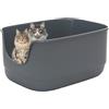 Suhaco Lettiera per Gatti Jumbo Rialzata Paraspruzzi Parte Superiore Aperta 61 x 48 x 31 cm Extra Profonda Grande Lettiera per Più Gatti Toilette Ingresso Basso (Grigio)