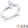 Gioielli di Valenza Anello con diamante taglio goccia 0.30ct GIA in oro bianco 18k