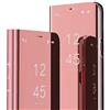 IMIRST Custodia a libro per Apple iPhone 15 Pro - Design a specchio trasparente Flip Bookstyle Custodia protettiva di lusso con cavalletto per Apple iPhone 15 Pro. Specchio flip: oro rosa