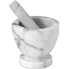 Home Mortaio con Pestello, Marmo, Bianco/Grigio, 12 cm