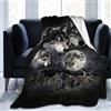 ZZXHG Coperta Matrimoniale Pile 220x240, Lupo Animale Nero, Plaid di Flanella Letto Matrimoniale, Copridivano in Microfibra Morbida, Termica per Divano Copriletto