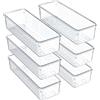 Kriovoa Confezione da 6 organizer per cassetti, versatili e trasparenti, con cuscinetti antiscivolo, organizer da scrivania in plastica acrilica, divisori per cassetti, per trucco, cucina, frigorifero, bagno