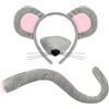 XEPST Set di costumi da topo, orecchie e coda di topo con orecchie di topo, fascia per naso e coda di topo, per costume da animale, cosplay, festa di compleanno, giornata mondiale del libro, Halloween