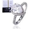HALUKAKAH Anello Moissanite Donna D Colore 3.0 ct Goccia d'Acqua,Diamante da 3 Carati Coltivato in Laboratorio con Certificato,Argento Sterling Placcato Platino,Misura Regolabile,per Moglie,Fidanzata