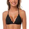 SHEKINI - Bralette in pizzo, reggiseno triangolare sexy con chiusura frontale, con imbottitura rimovibile, scoperto sulla schiena, taglie forti, Nero , M