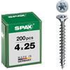 SPAX - Vite universale con testa svasata T-STAR plus, 4CUT, Filettatura piena, Bianco zincato, 4.0 x 25 mm, 200 pezzi