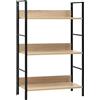 puraday Libreria soggiorno 3 ripiani in rovere 60 x 27,6 x 90,5 cm, in legno massello sottile e metallo, per studio, per ufficio, camera da letto, scaffale in metallo