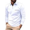 Generic Camicia Uomo Elegante Tinta Unita con Bottoni Casual a Maniche Lunghe Primaverili Autunnali alla Moda Polo da Uomo T Shirt Uomo Bianca (Zip-1-White, S)