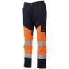 PAYPER Pantalone da lavoro Alta visibilità Estivo unisex bicolore 64% PL 33% CO 210gr Classe2 WORKING SUMMER - XL, Arancio Fluo-Blu Navy