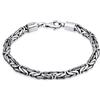 Kuzzoi Bracciale da uomo in argento Sterling 925 ossidato, realizzato a mano, da 5 mm, con catena bizantina da uomo, 26,3 g, 0202252422