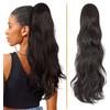 TESS Coda Capelli Extension Lunga Ondulata Riccia con Coulisse, Extension Capelli Sintetici per Donna, Coda Finta Capelli Posticcia Naturale Nero