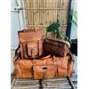 Fatto a mano Borsa da viaggio uomo palestra in pelle di capra vera marrone vintage set com...