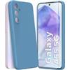 HOWKEKER Cover per Samsung Galaxy A55 5G custodia con 1 Pezzi Pellicola Vetro Temperato, Custodia in Morbida Silicone Liquido Sottile Antiurto Cover per Samsung Galaxy A55 5G (6.6) - Blu