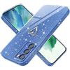 Yichxu Cover per Samsung Galaxy S21 FE 5G Custodia Glitter TPU Silicone Brillantini con Protezione Fotocamera ​Motivo Cuore Sottile Morbid Antiurto Paraurti Protettiva Case per Samsung S21 FE 5G, Blu