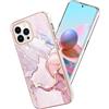 Kainevy Per Cover iPhone 12 Pro Max Antiurto Rigida Colorate Effetto Marmo [Supporto Ricarica Wireless], Custodia iPhone 12 Pro Max Cover Silicone Sottile Elegante Belle Case Per Donne (Rosa)