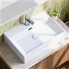 Teal Home Lavabo Lavabo in ceramica - 60 x 42 x 14 cm - Lavabo da appoggio angolare - Bagno sospeso - con foro per rubinetto e troppopieno - piccolo lavabo per toilette ospiti Lavabo da appoggio Bianco